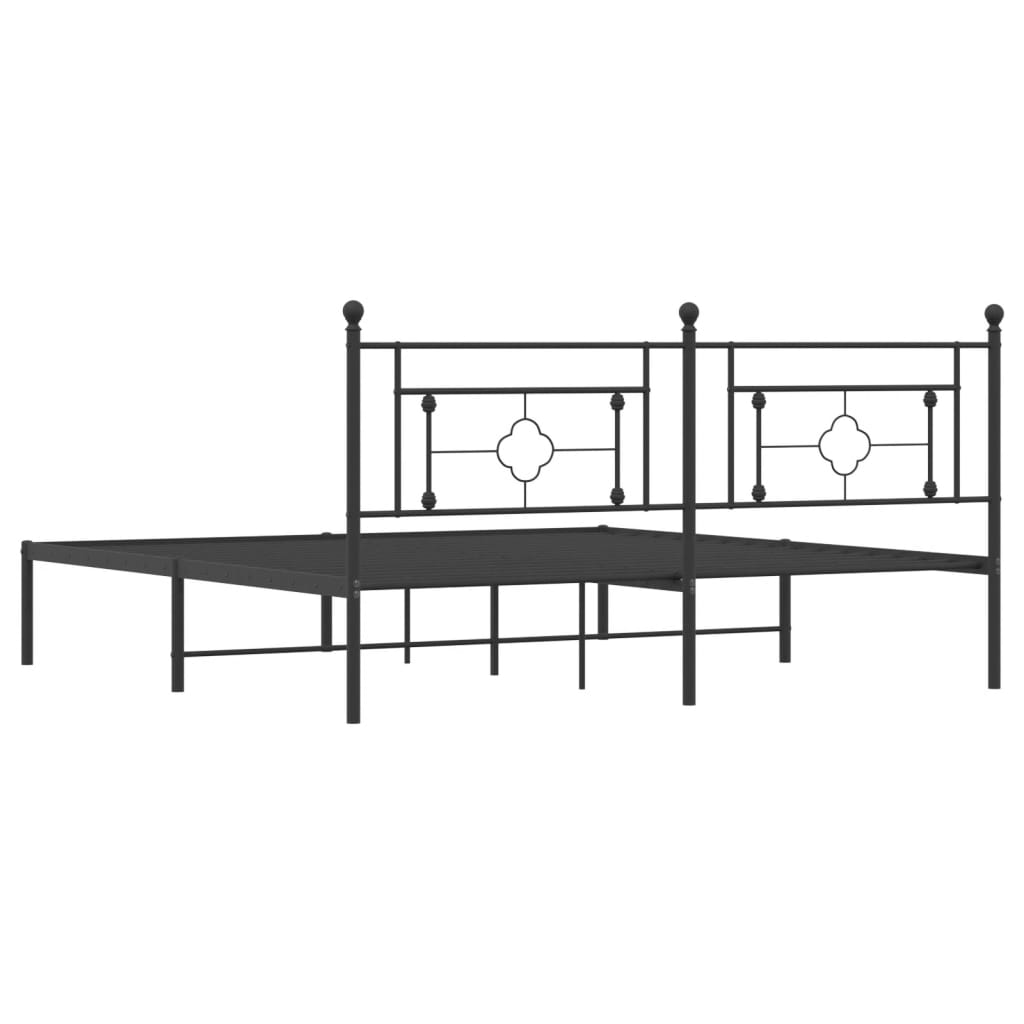 Bed frame with headboard metal black 183x213 cm