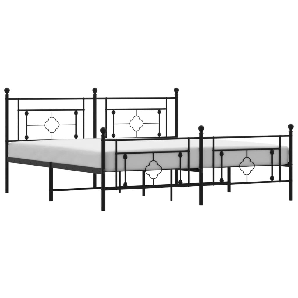 Bed frame with head and footboard metal black 183x213 cm