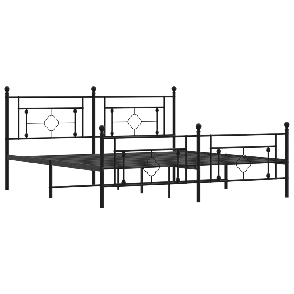 Bed frame with head and footboard metal black 183x213 cm