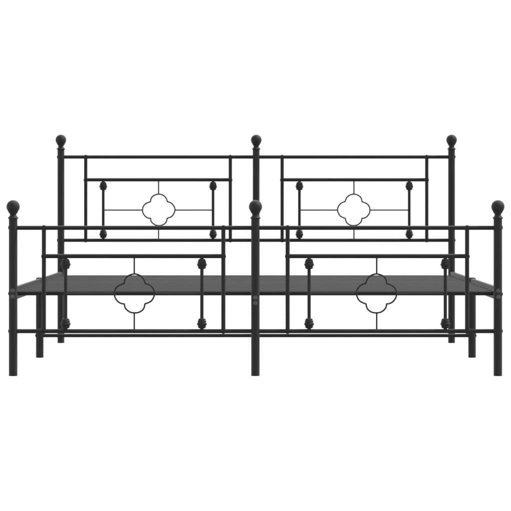 Bed frame with head and footboard metal black 183x213 cm