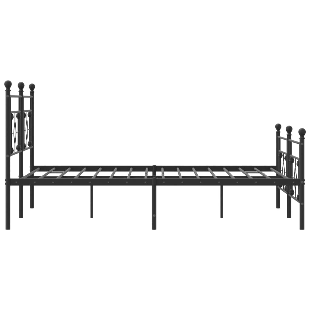 Bed frame with head and footboard metal black 183x213 cm