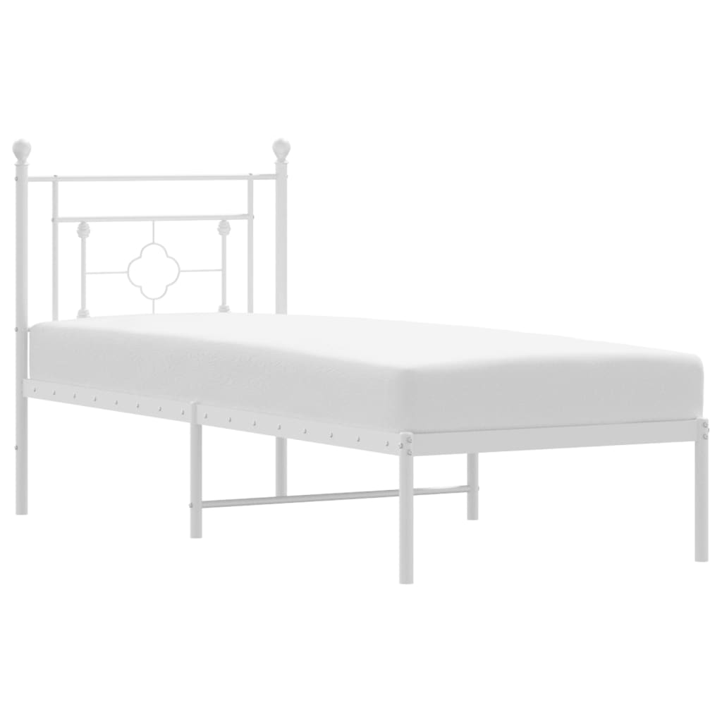 Bed frame with headboard metal white 80x200 cm