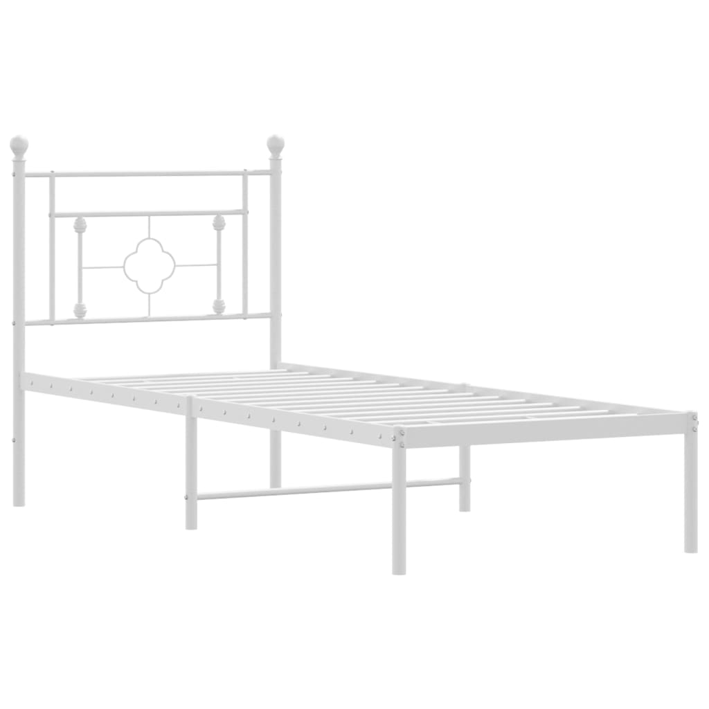 Bed frame with headboard metal white 80x200 cm