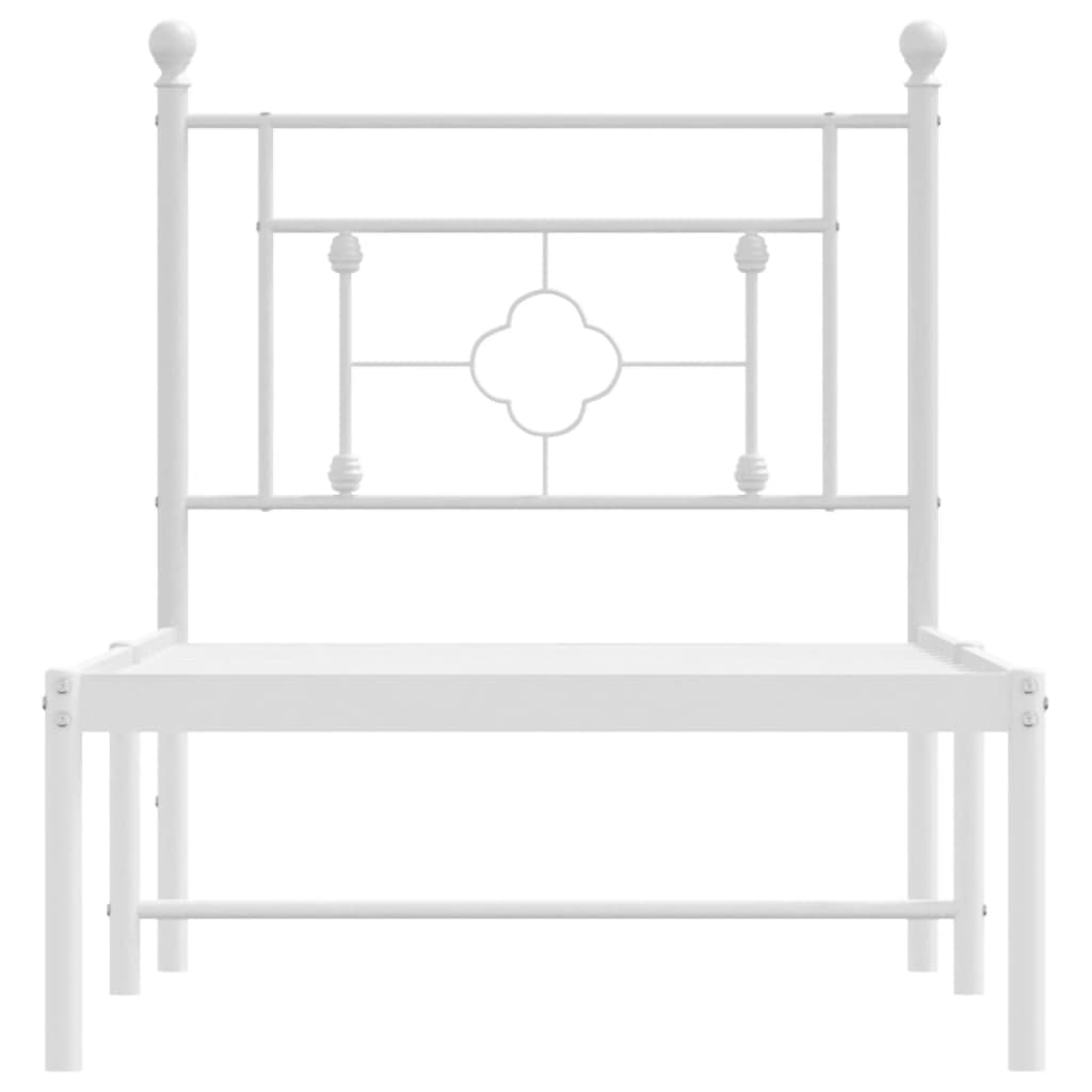 Bed frame with headboard metal white 80x200 cm