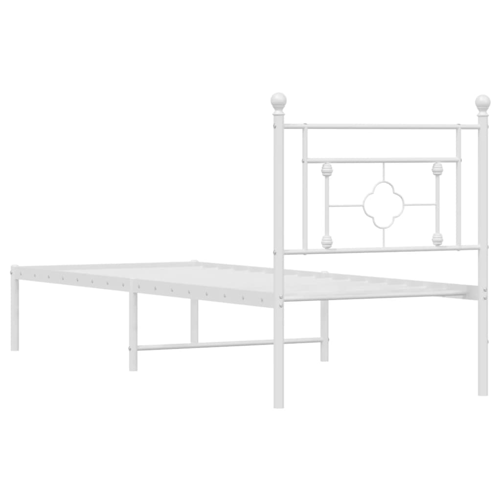 Bed frame with headboard metal white 80x200 cm
