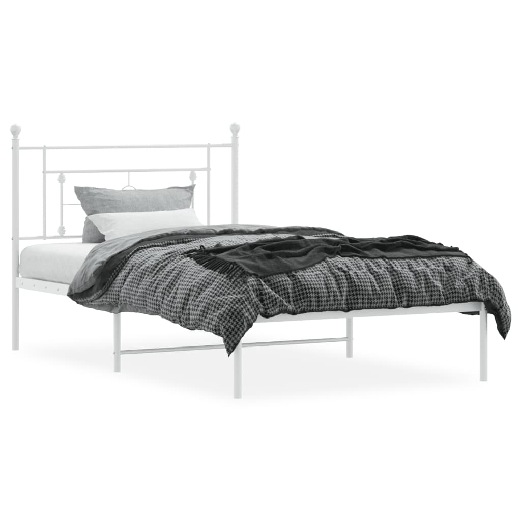 Bed frame with headboard metal white 107x203 cm