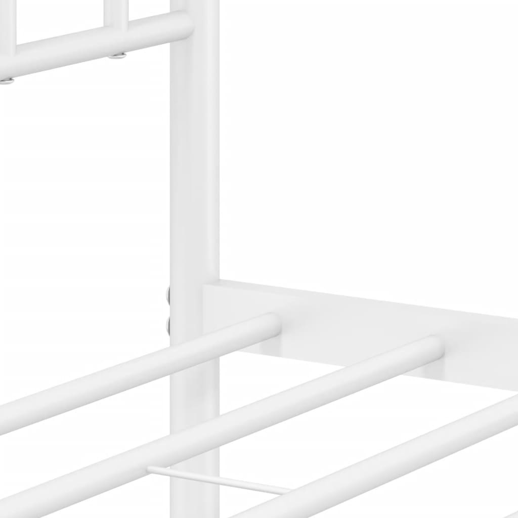 Bed frame with headboard metal white 107x203 cm