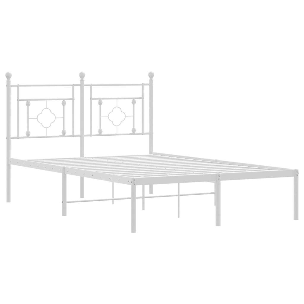 Bed frame with headboard metal white 120x190 cm