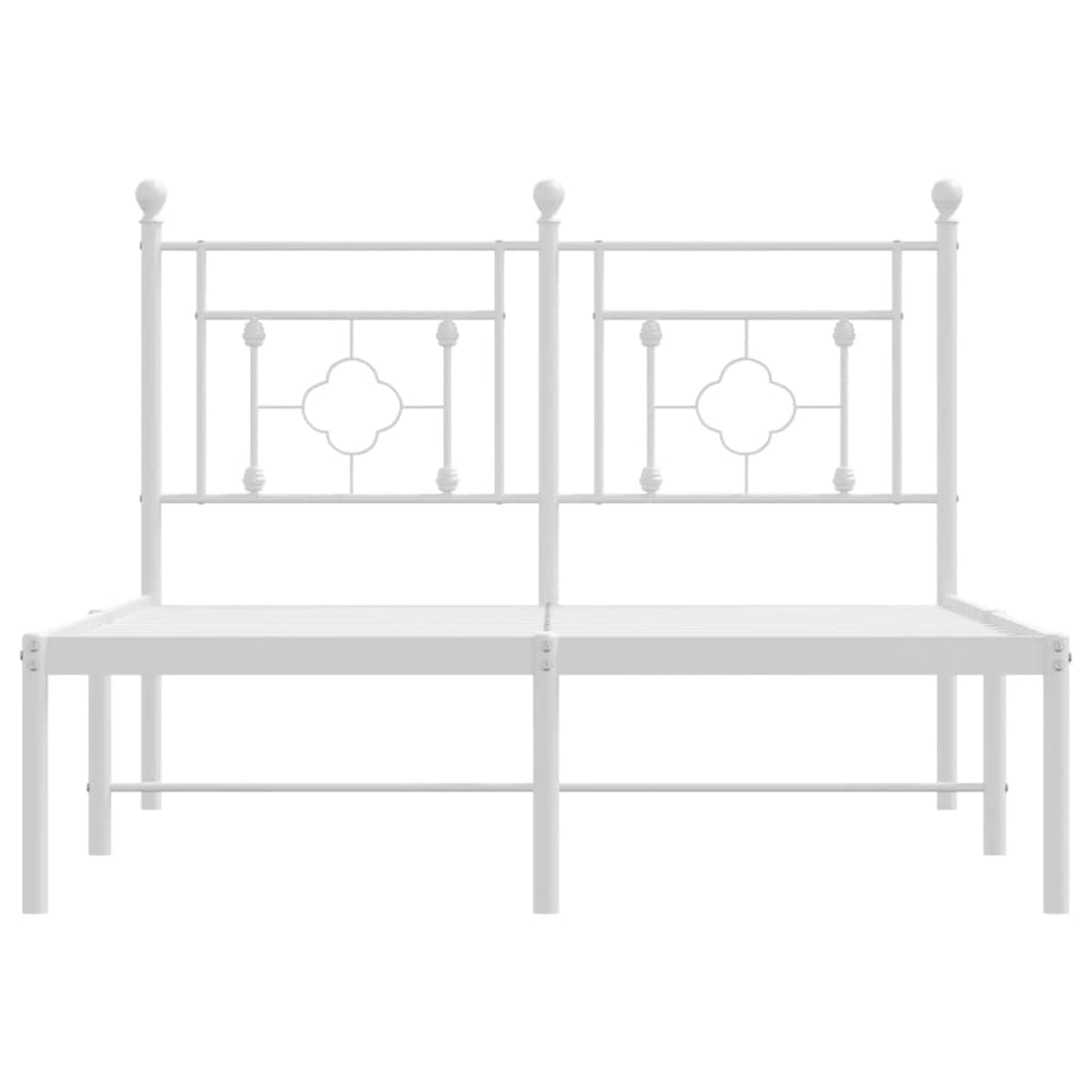 Bed frame with headboard metal white 120x190 cm