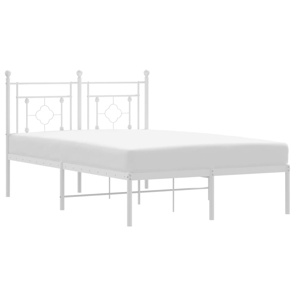 Bed frame with headboard metal white 120x200 cm