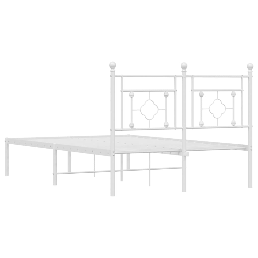 Bed frame with headboard metal white 120x200 cm