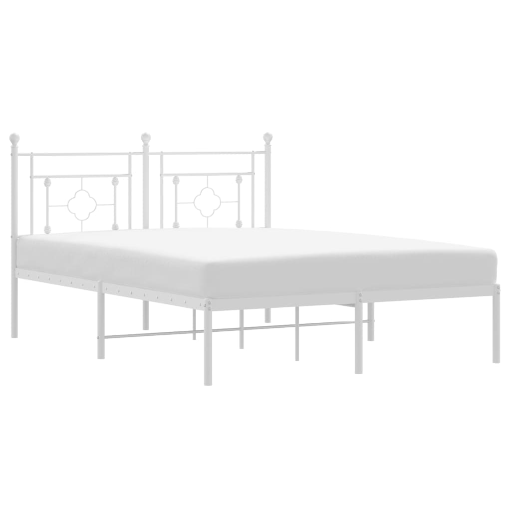 Bed frame with headboard metal white 140x190 cm