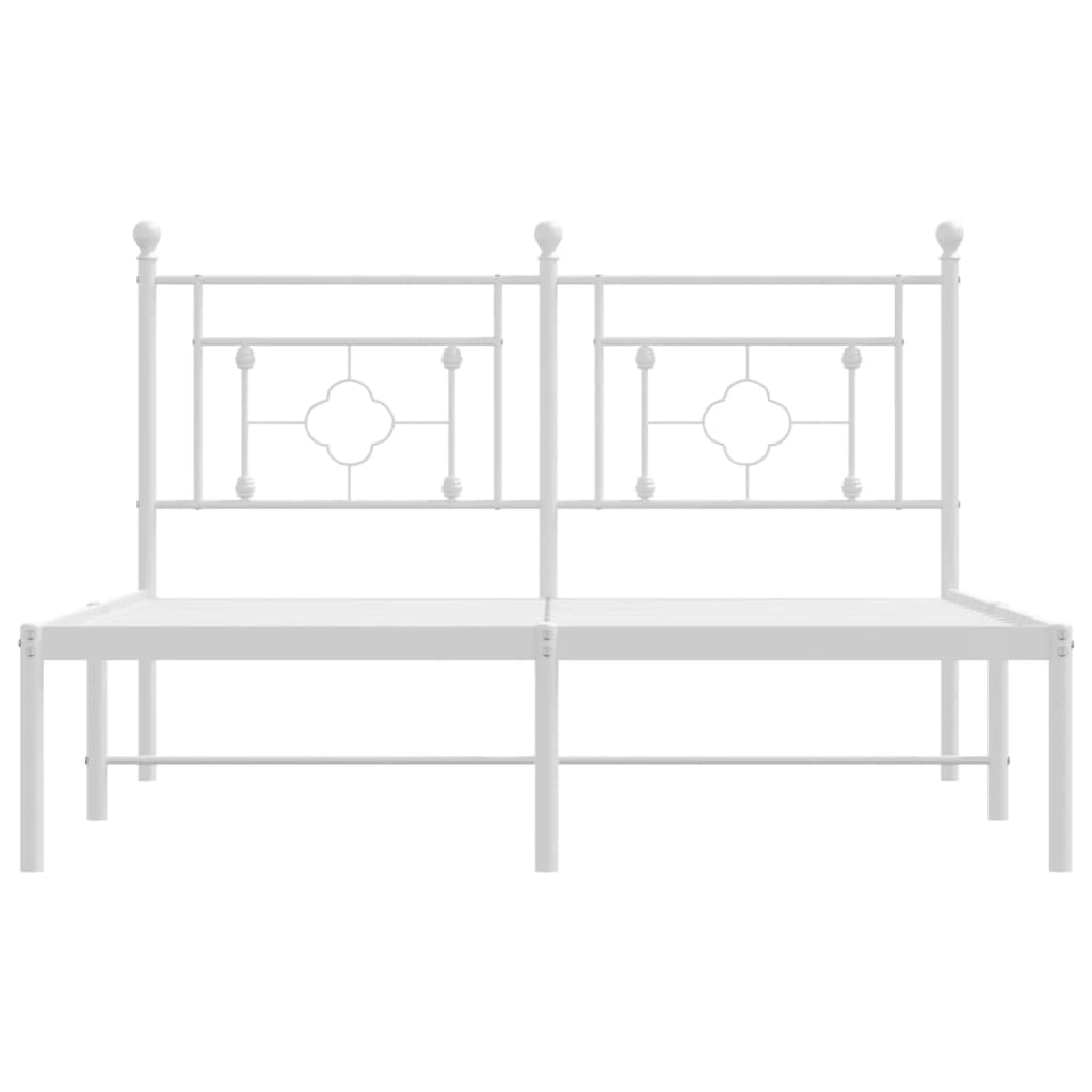 Bed frame with headboard metal white 140x190 cm