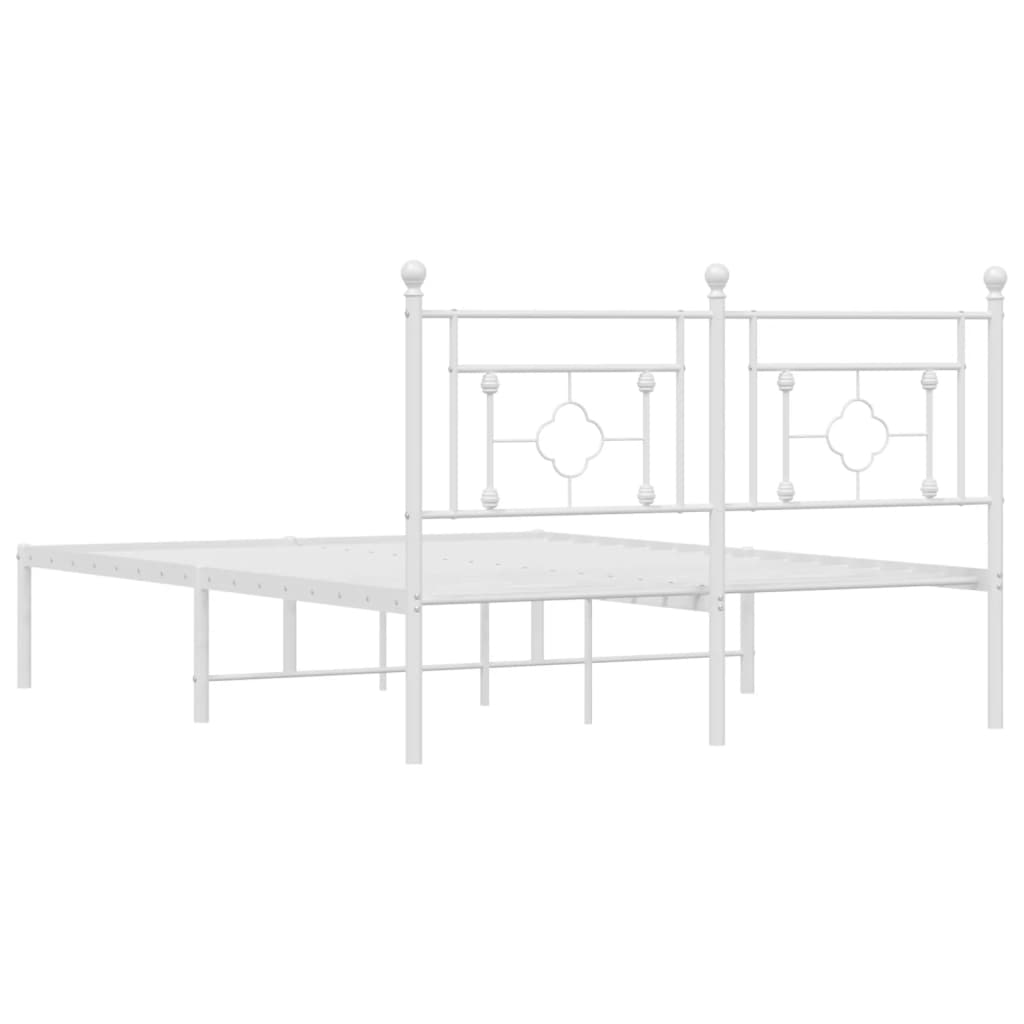 Bed frame with headboard metal white 140x190 cm