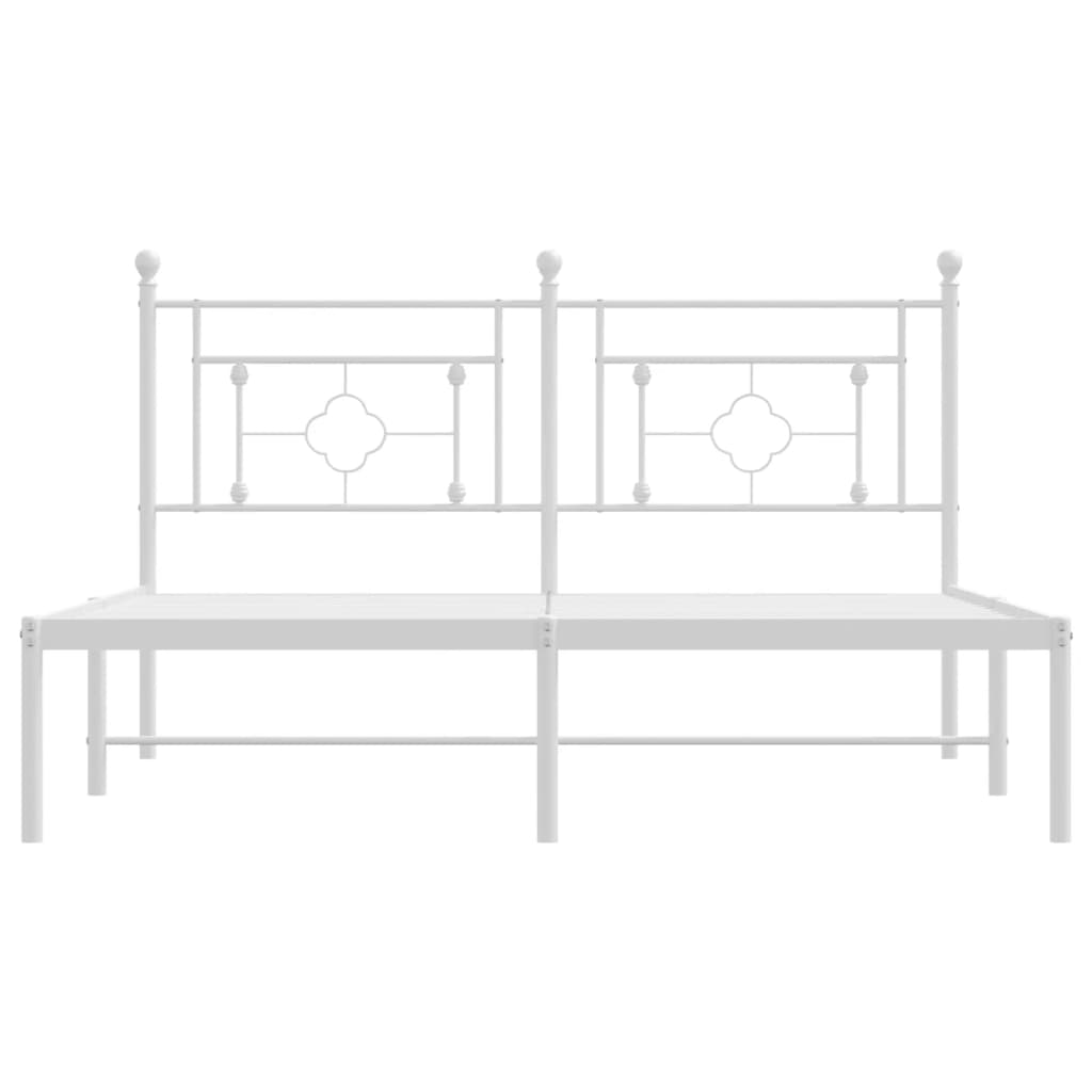 Bed frame with headboard metal white 150x200 cm