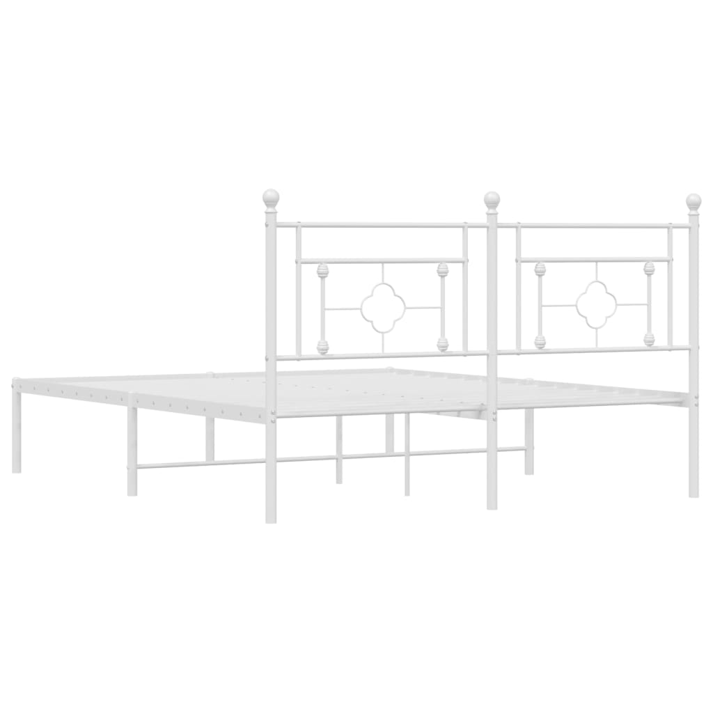 Bed frame with headboard metal white 150x200 cm