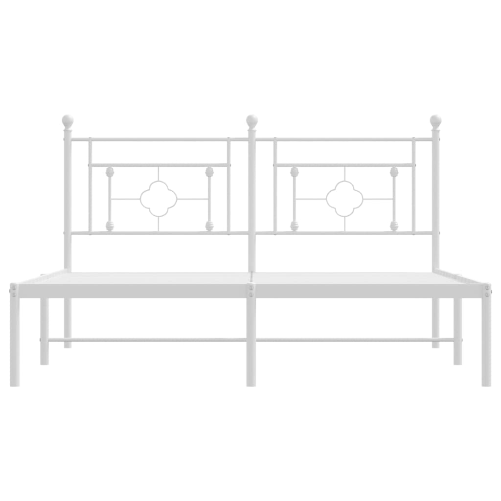 Bed frame with headboard metal white 160x200 cm