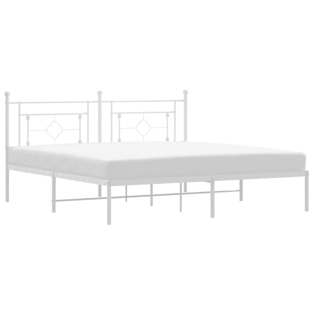 Bed frame with headboard metal white 183x213 cm