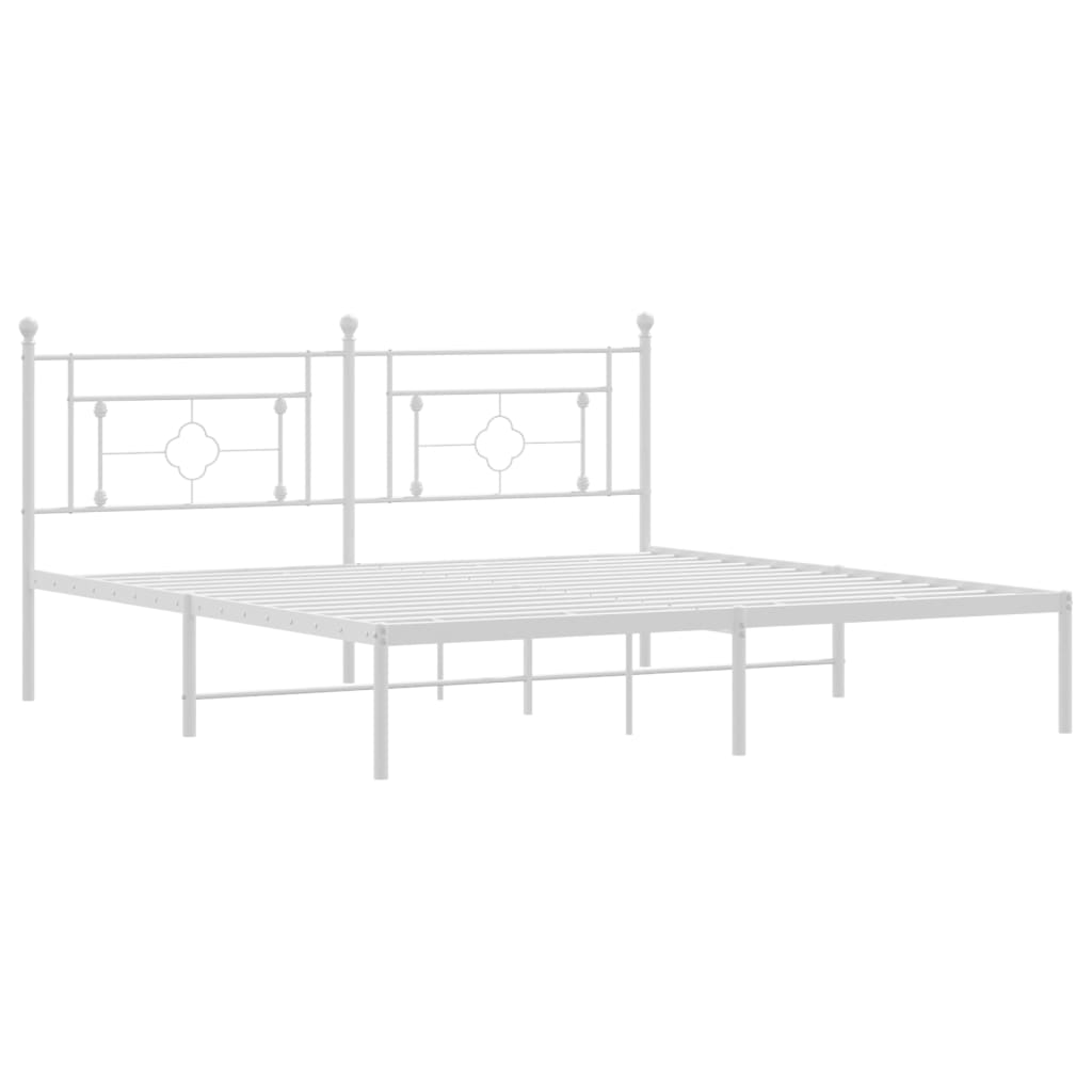 Bed frame with headboard metal white 183x213 cm
