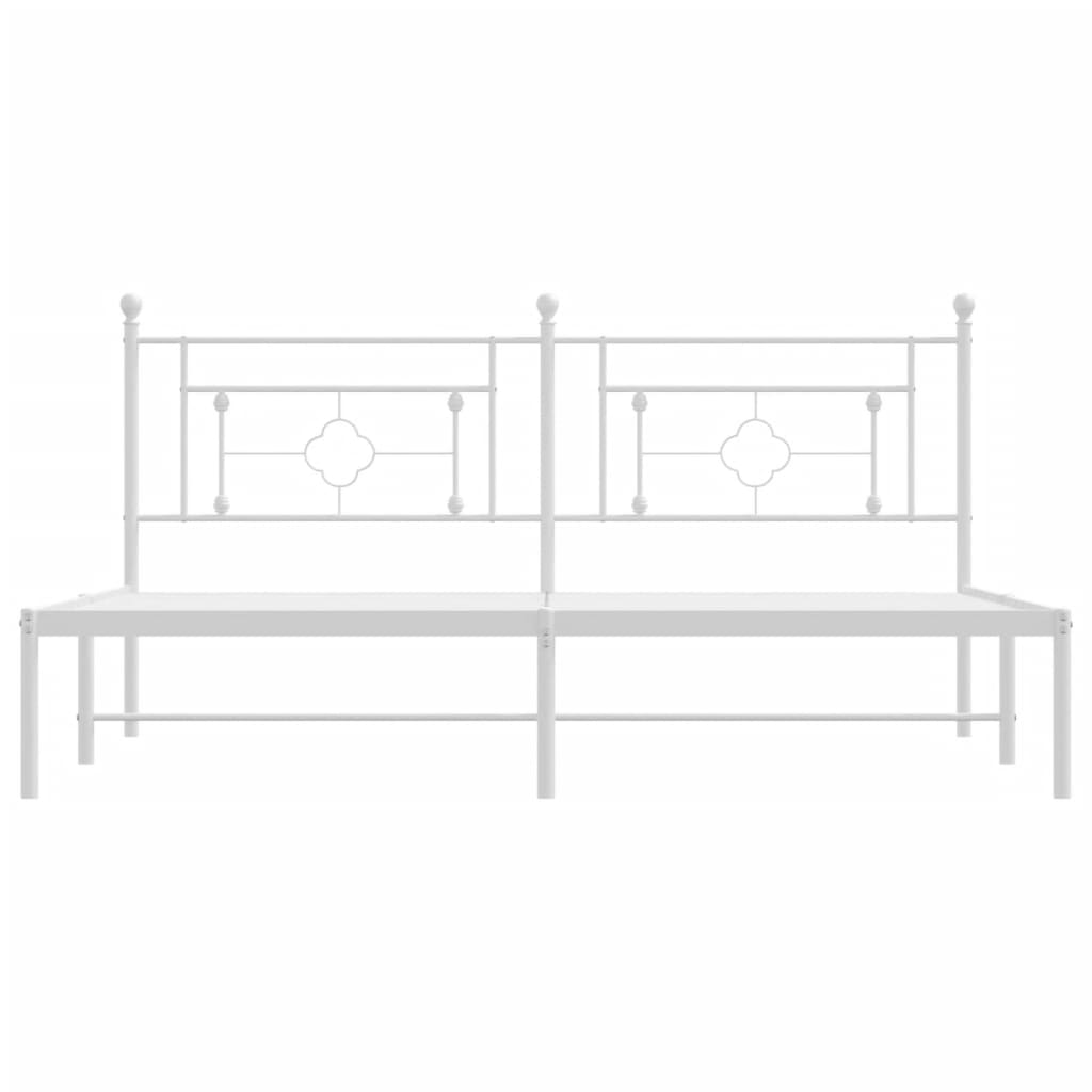 Bed frame with headboard metal white 183x213 cm