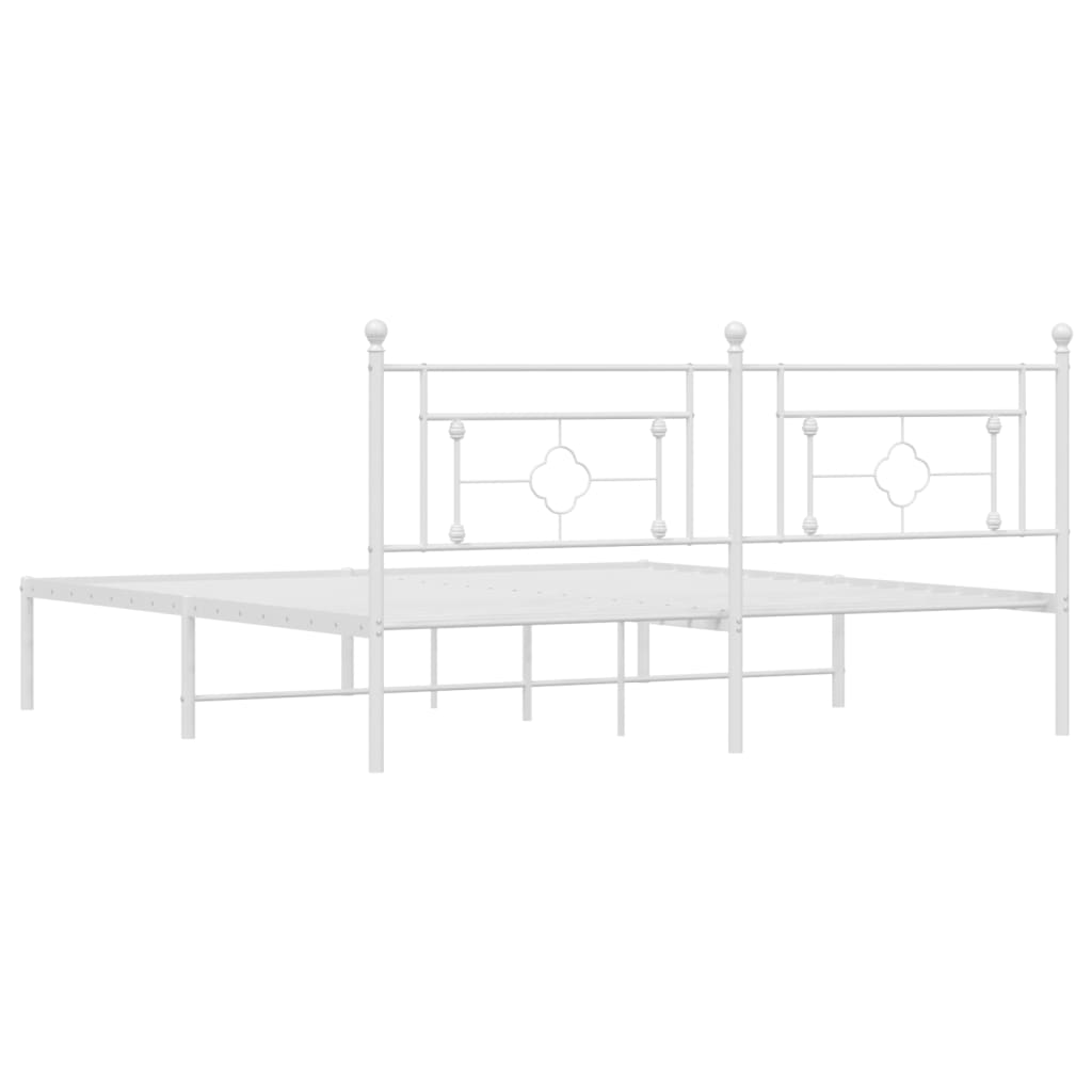 Bed frame with headboard metal white 183x213 cm