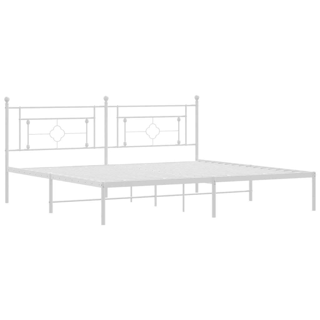 Bed frame with headboard metal white 193x203 cm