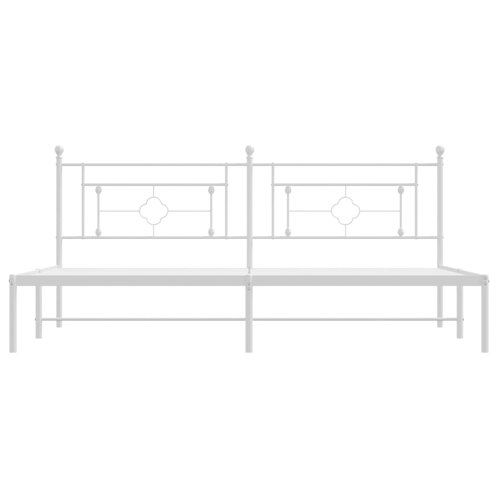 Bed frame with headboard metal white 193x203 cm