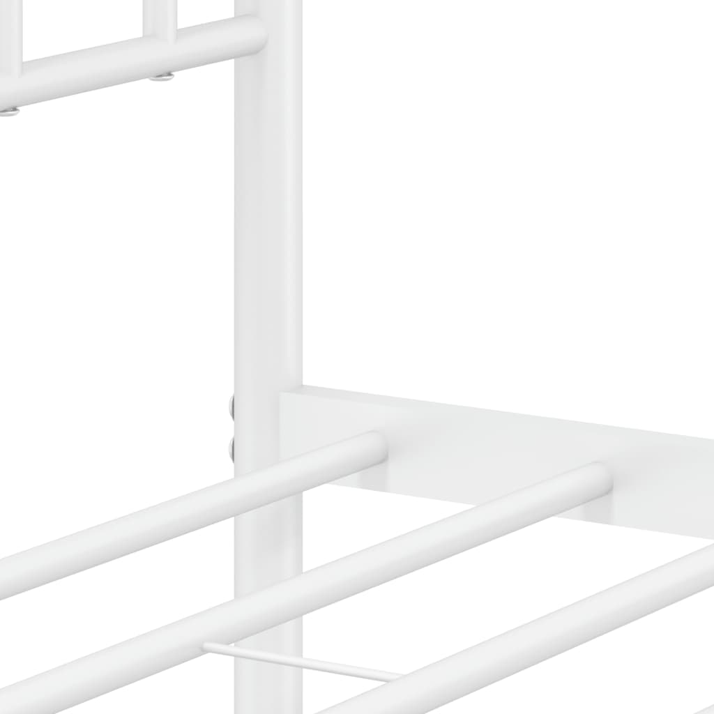 Bed frame with head and footboard metal white 75x190 cm