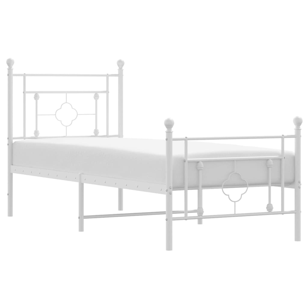 Bed frame with head and footboard metal white 80x200 cm