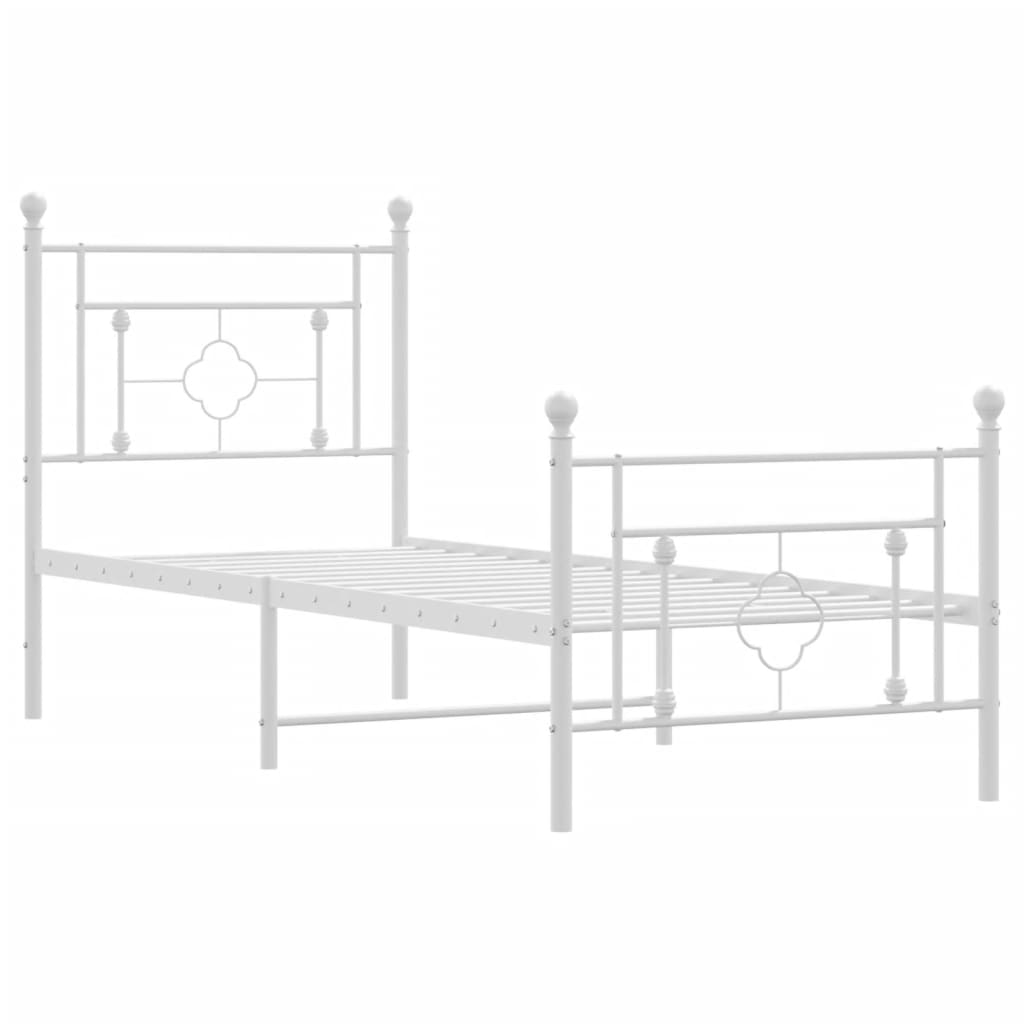 Bed frame with head and footboard metal white 80x200 cm