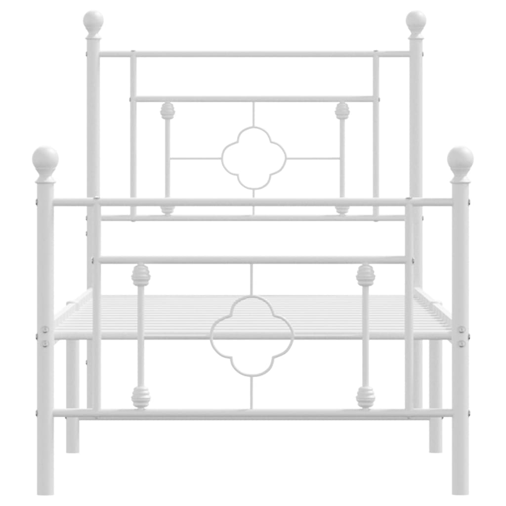 Bed frame with head and footboard metal white 80x200 cm