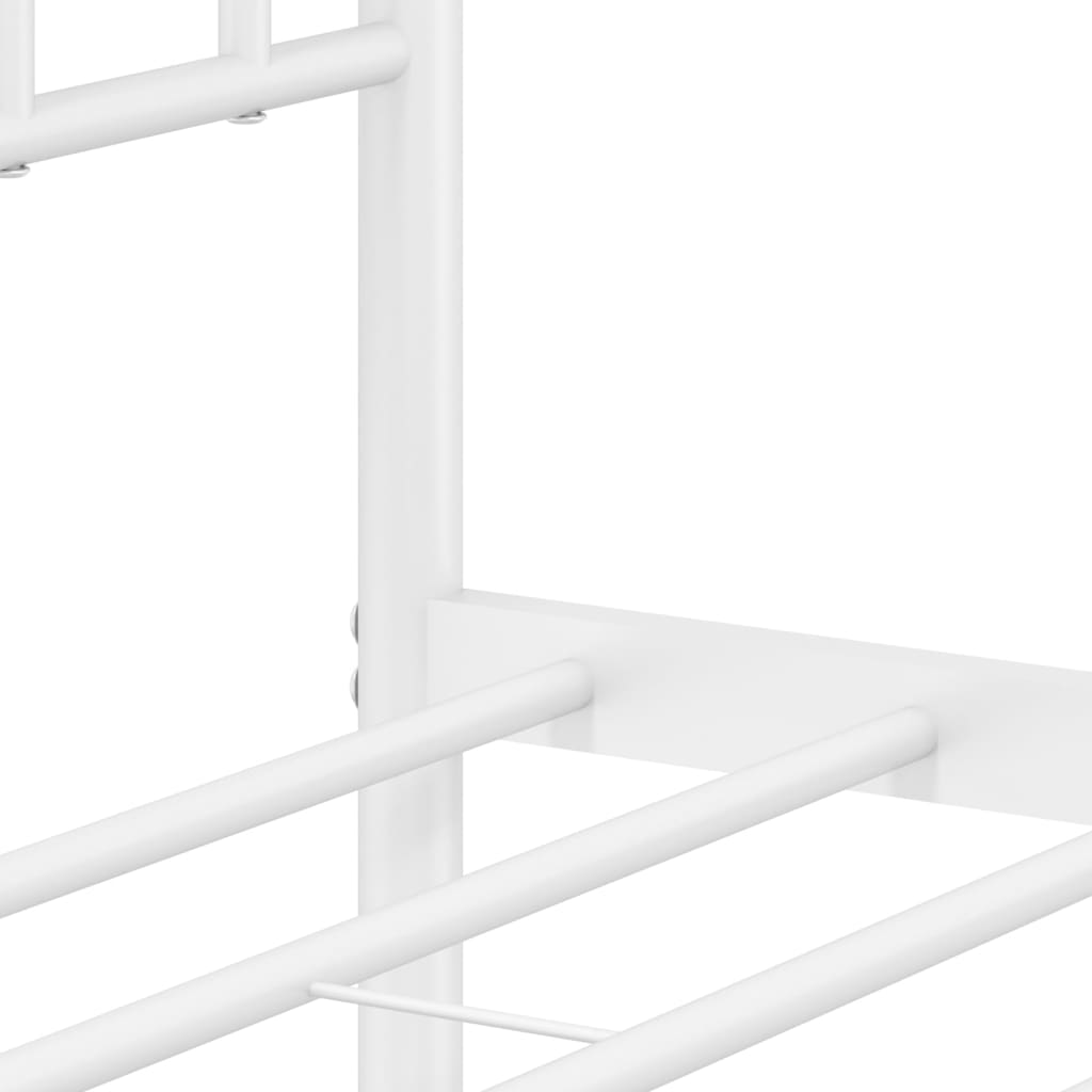 Bed frame with head and footboard metal white 80x200 cm