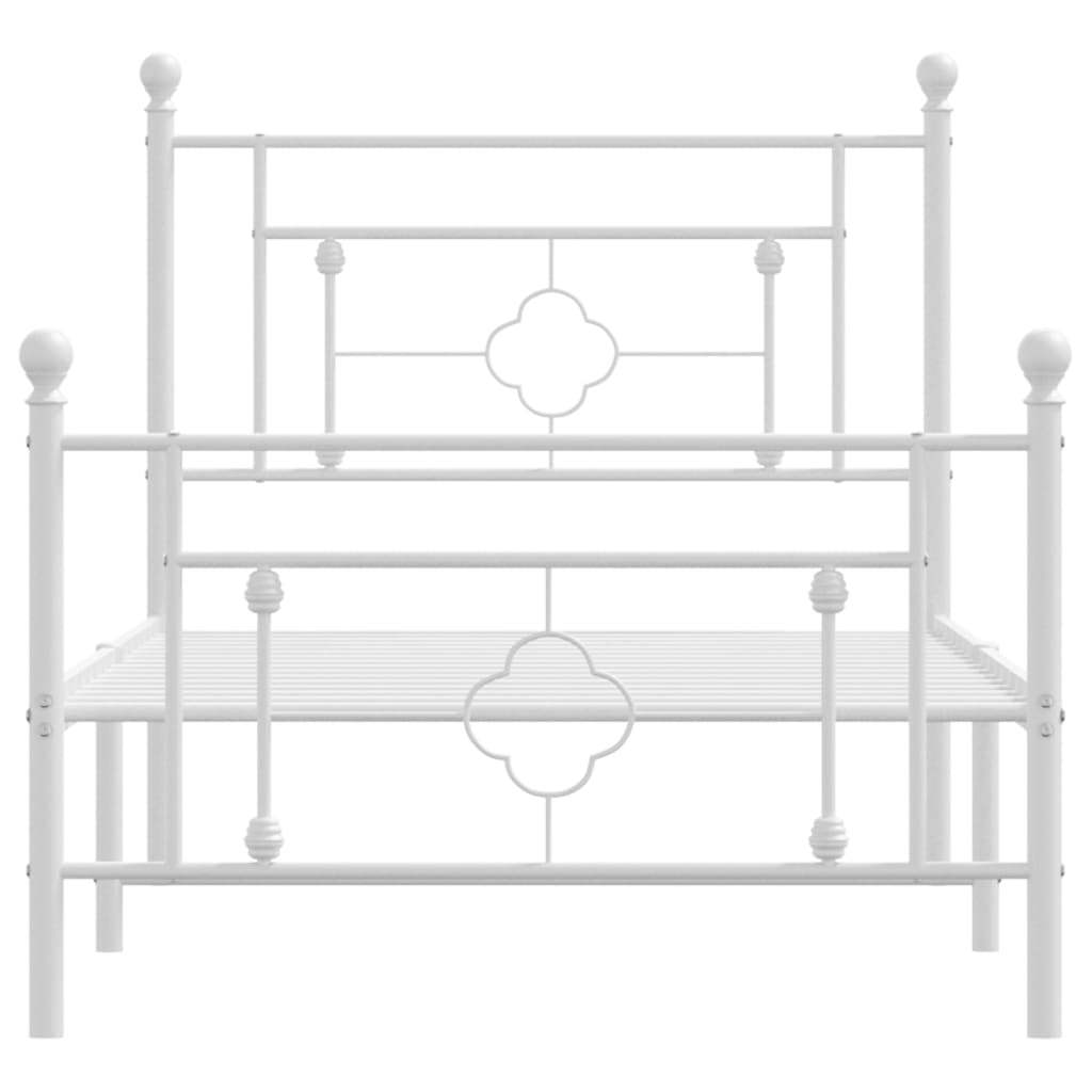 Bed frame with head and footboard metal white 100x200 cm
