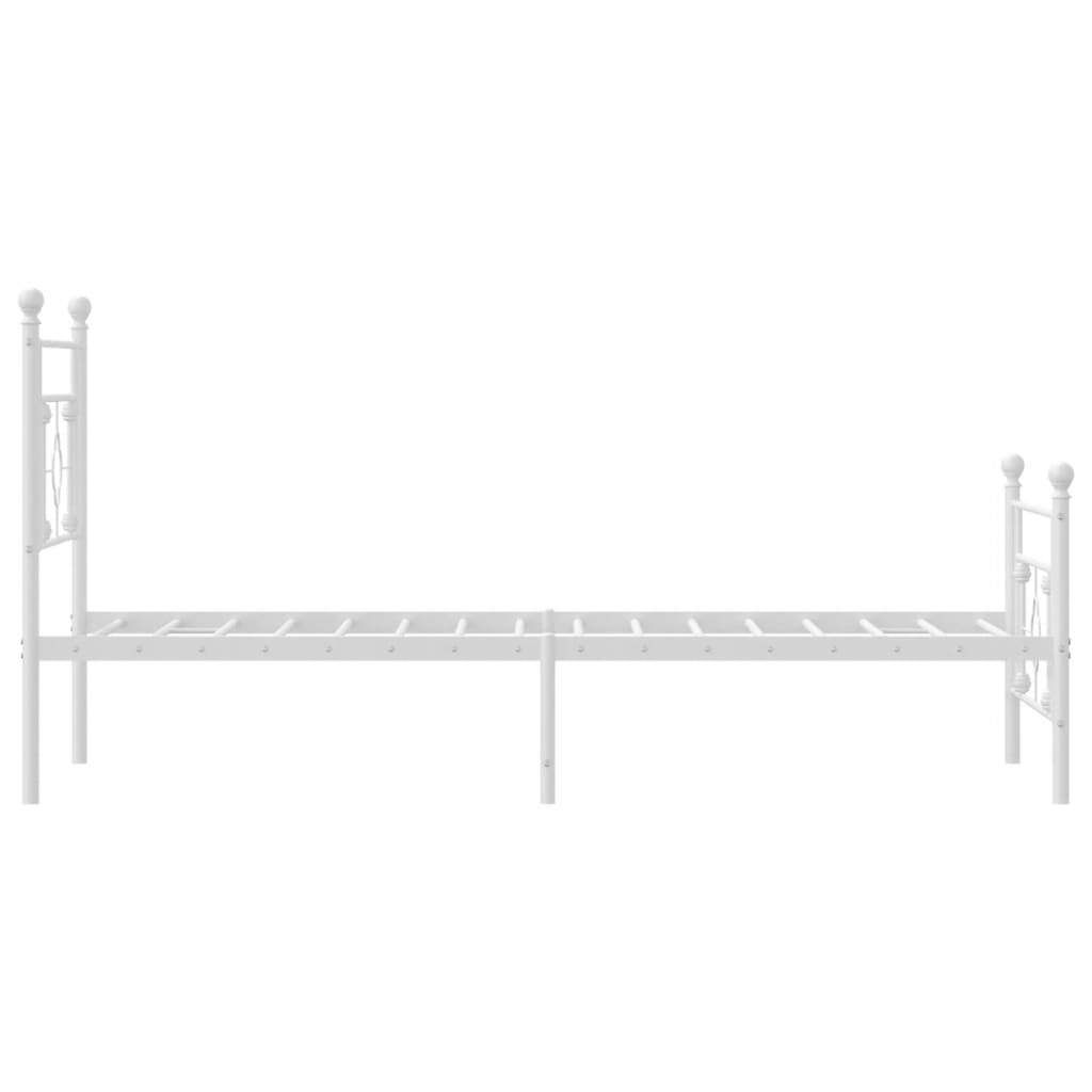 Bed frame with head and footboard metal white 100x200 cm