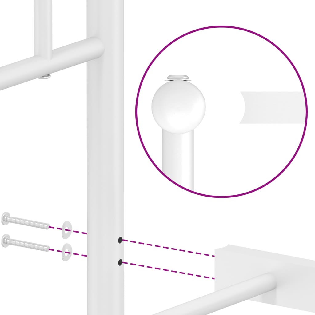 Cadre de lit avec tête et pied de lit métal blanc 107x203 cm