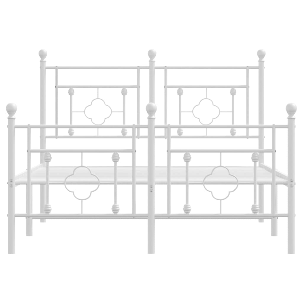 Bed frame with head and footboard metal white 120x190 cm