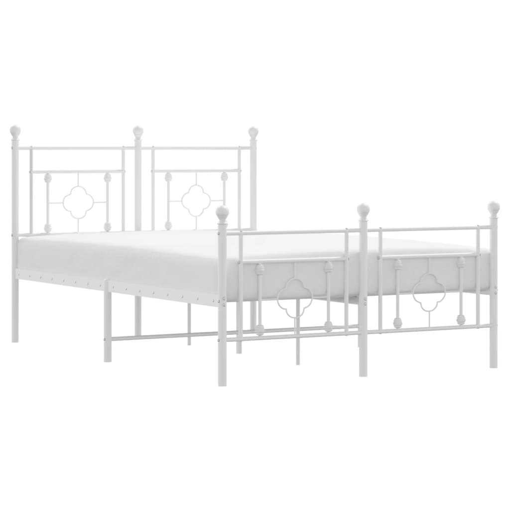 Bed frame with head and footboard metal white 120x200 cm