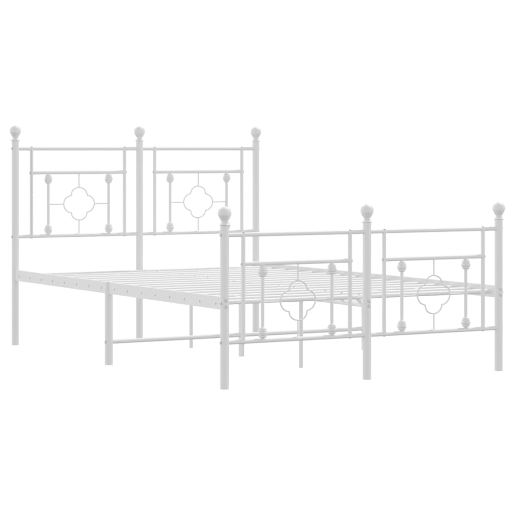 Bed frame with head and footboard metal white 120x200 cm