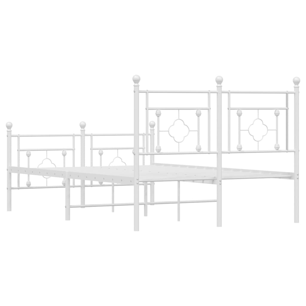 Bed frame with head and footboard metal white 120x200 cm