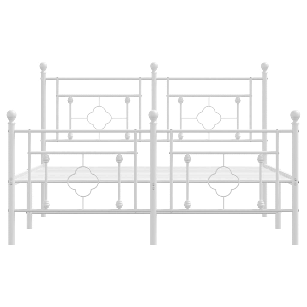Bed frame with head and footboard metal white 135x190 cm