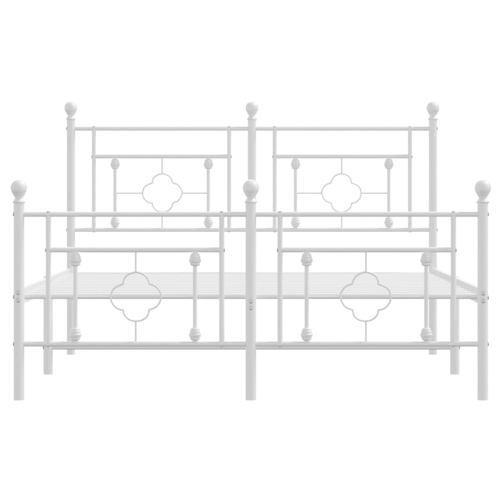 Bed frame with head and footboard metal white 140x190 cm