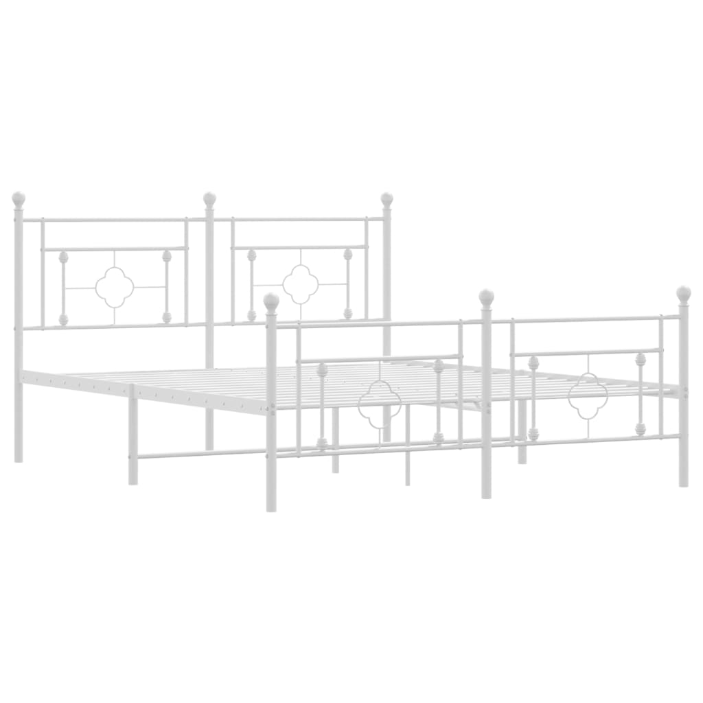 Bed frame with head and footboard metal white 150x200 cm