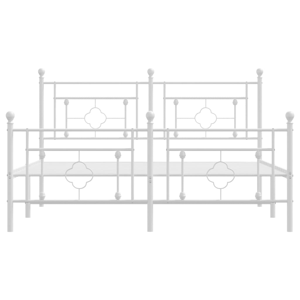 Bed frame with head and footboard metal white 150x200 cm