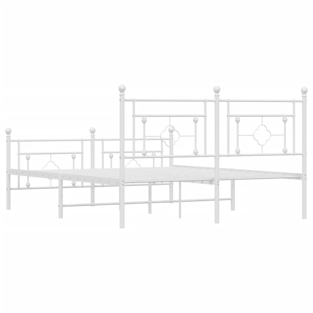 Bed frame with head and footboard metal white 150x200 cm