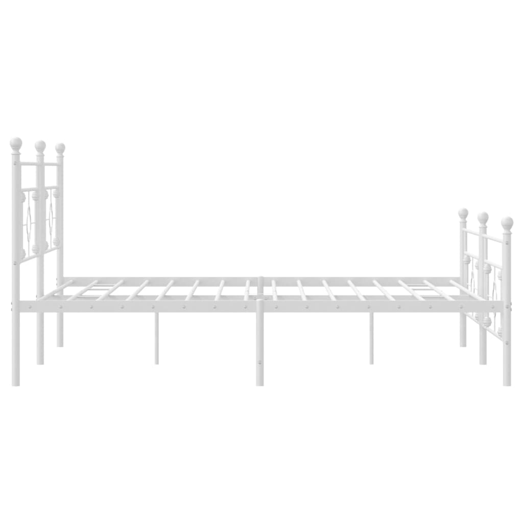 Bed frame with head and footboard metal white 193x203 cm