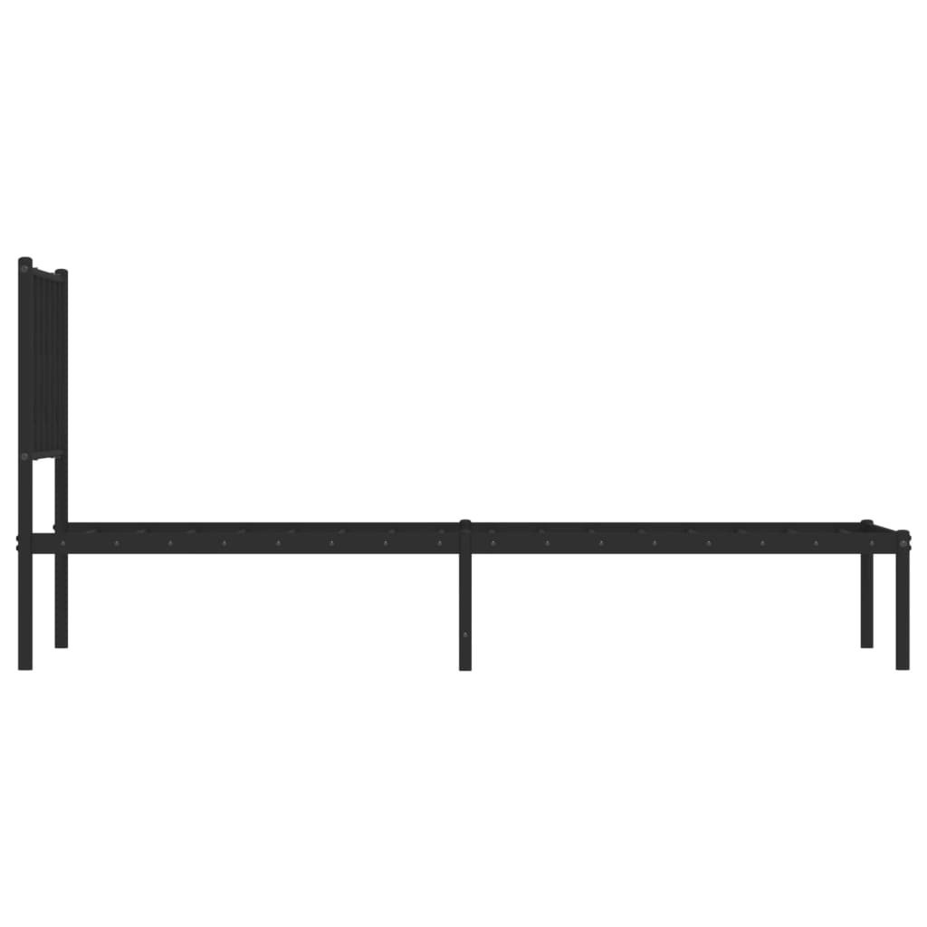 Bed frame with headboard metal black 75x190 cm