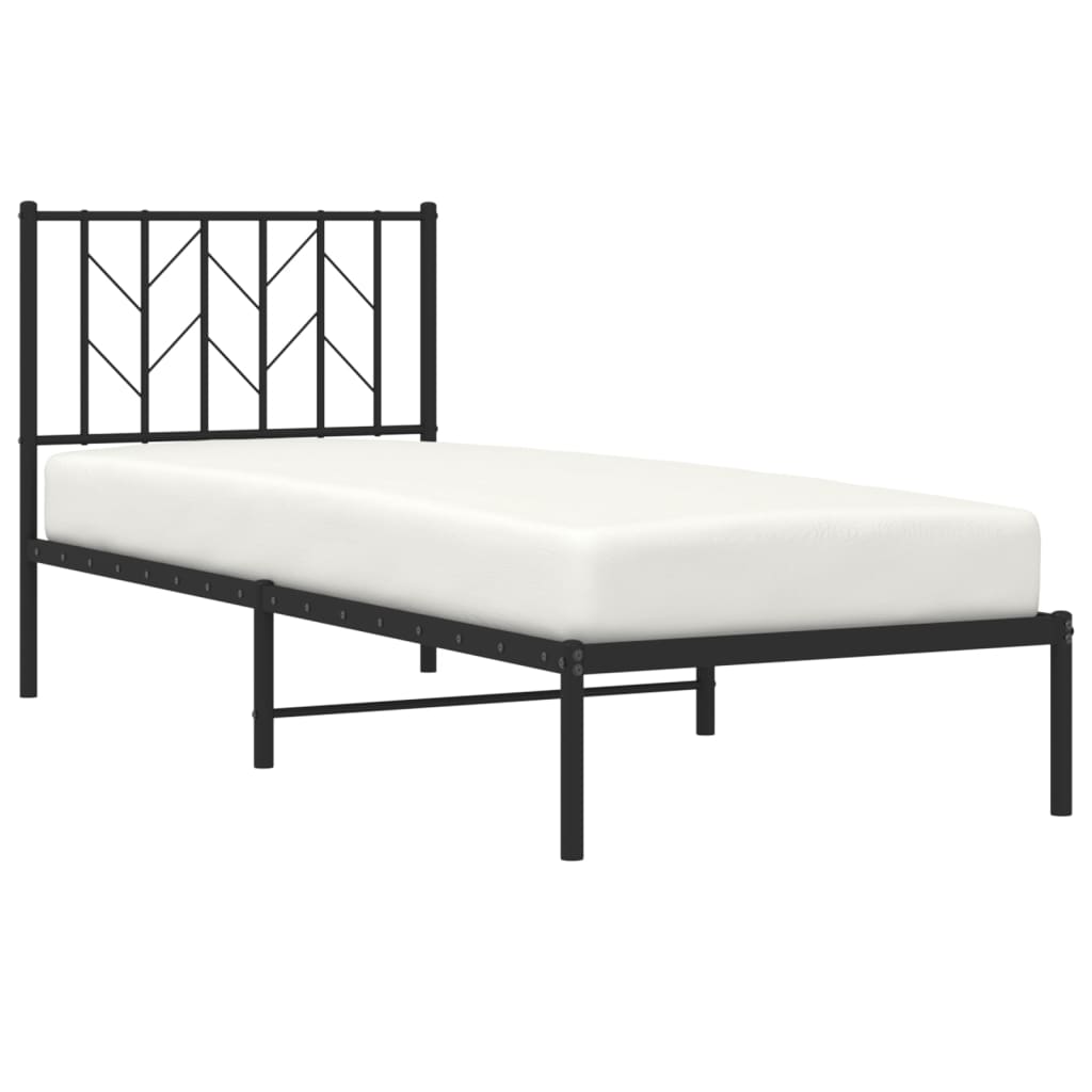 Bed frame with headboard metal black 80x200 cm