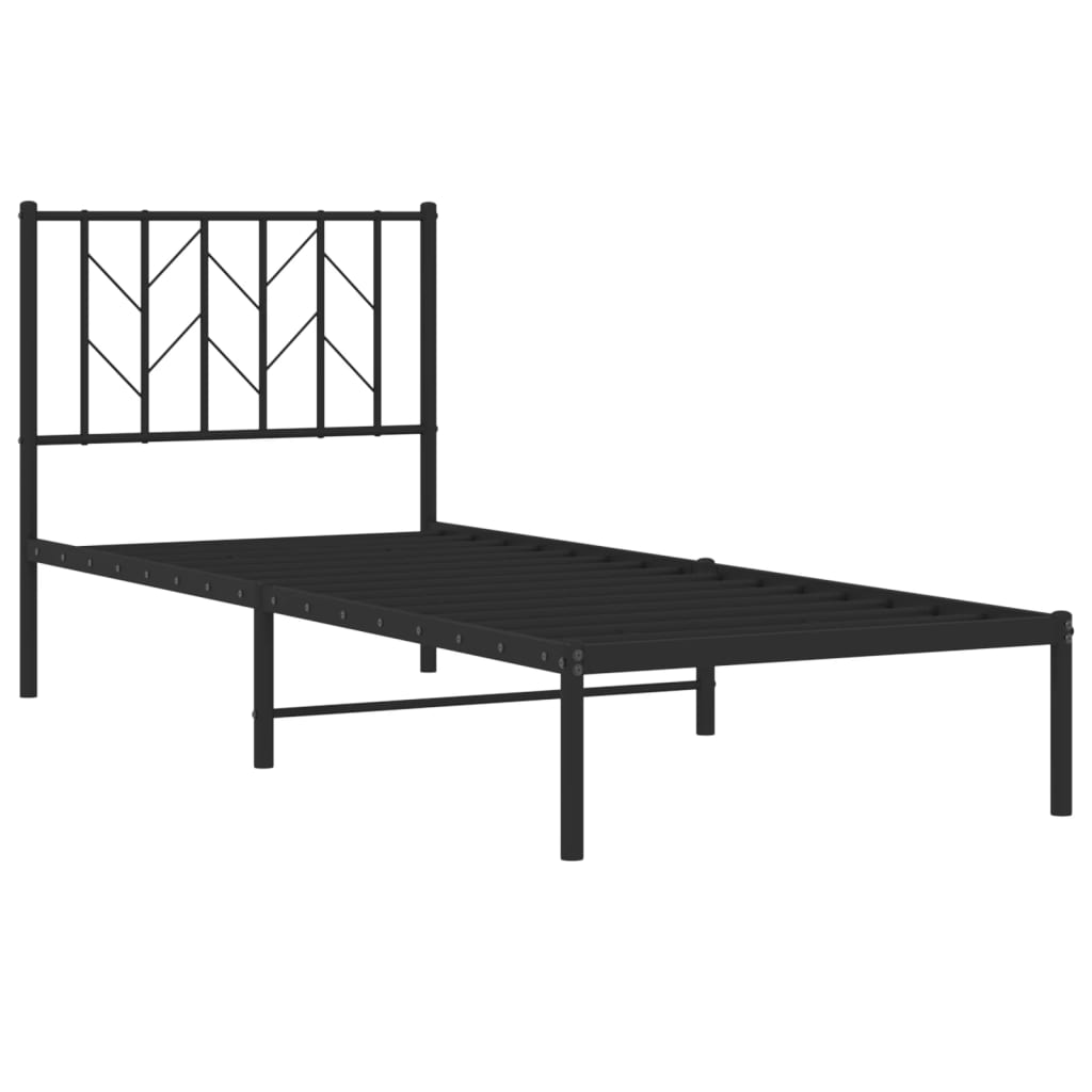 Bed frame with headboard metal black 80x200 cm