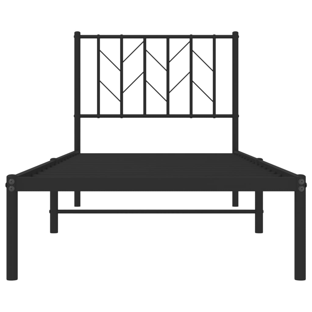 Bed frame with headboard metal black 80x200 cm