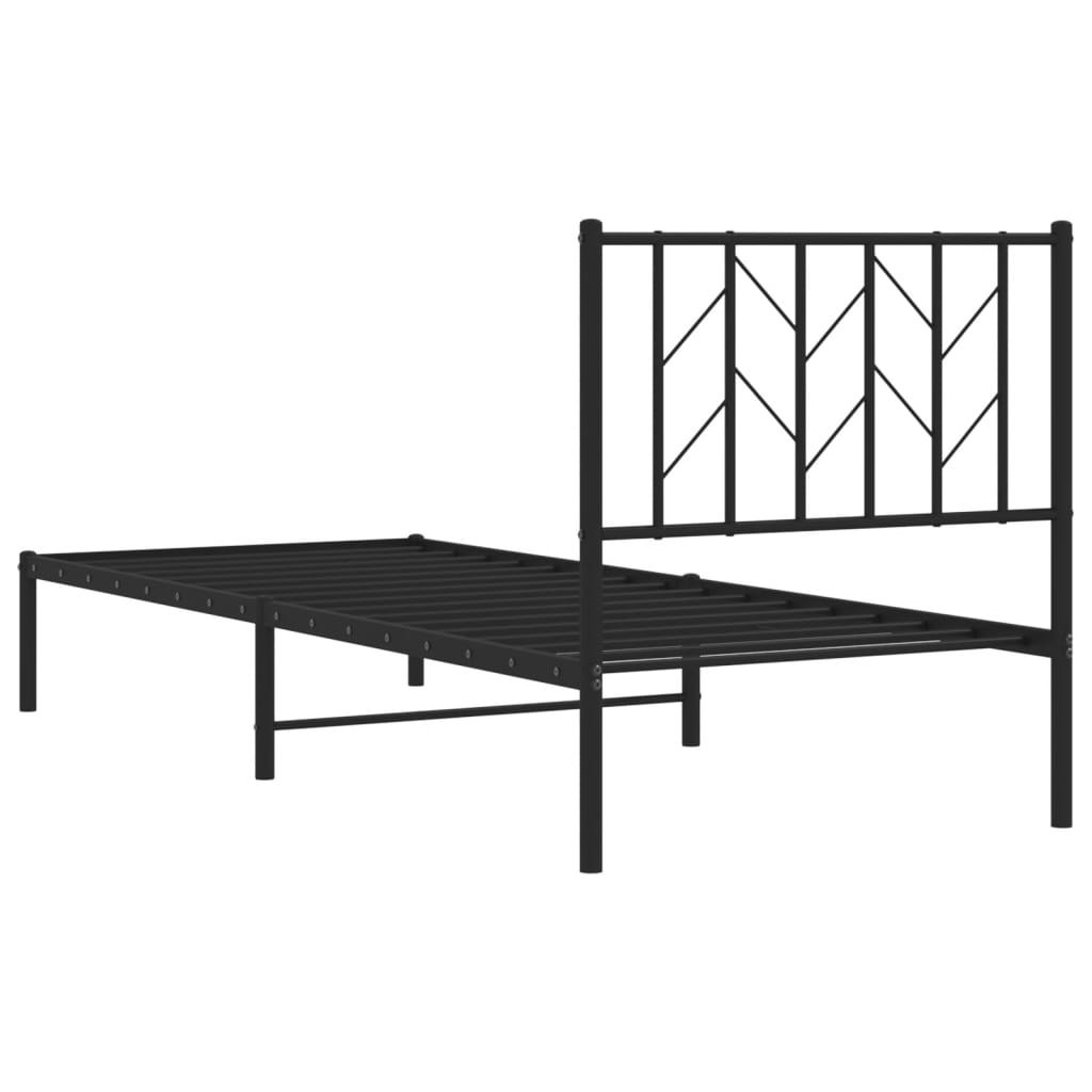 Bed frame with headboard metal black 80x200 cm